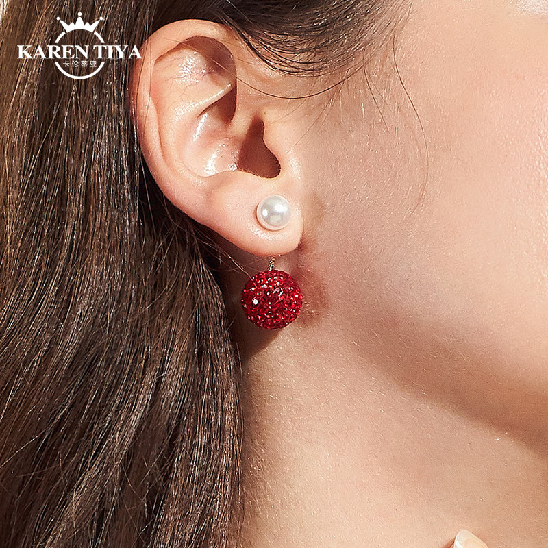红色耳环2021年新款潮秋冬耳饰小众设计感耳坠女高级时尚百搭耳钉