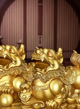 铜貔貅摆件铜皮丘一对纯铜办公室家居客厅店铺S装饰开业礼品送礼