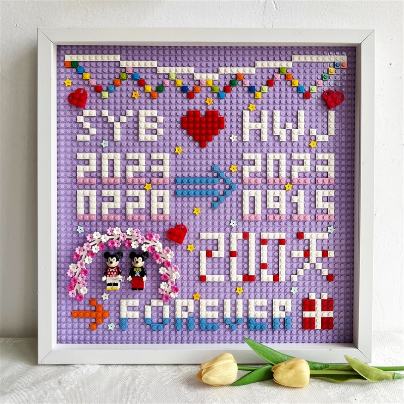 diy积木周年相框送男朋友情侣结婚纪念日惊喜生日求订婚礼物创意