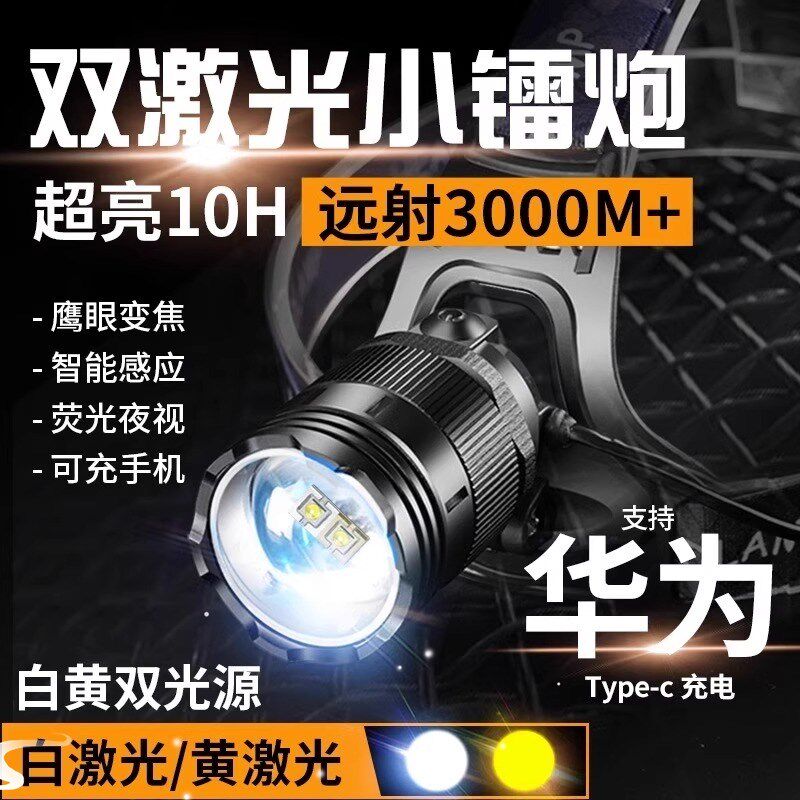 德国感应头灯f强光超亮充电头戴式2024年新款续航超长锂电钓鱼专