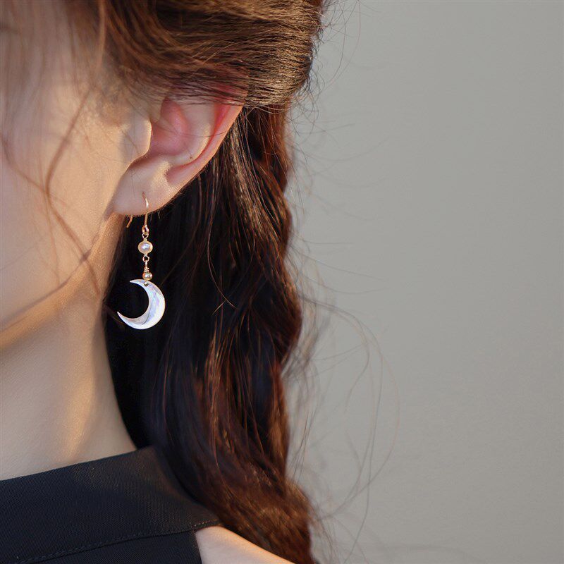 赛赛莉安月亮耳环天然珍珠无耳洞耳夹高级感复古气质仙女苍兰诀