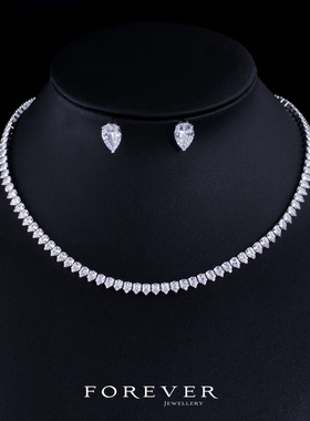 轻奢小众简约百搭项链女法式风情锁骨链新娘婚纱礼服项链耳环套装