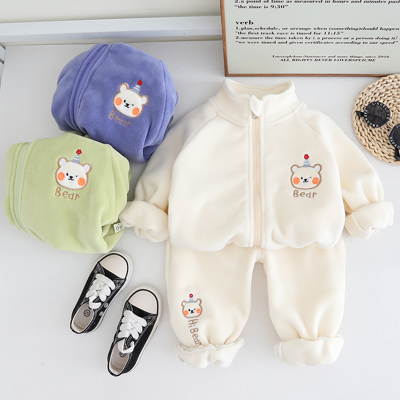 男宝宝外套开衫1岁半九12一89六6十10个月婴儿衣服两件式秋冬季套