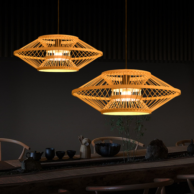 新中式吊灯禅意茶室竹艺灯日式竹编灯笼灯罩中国风创意个性艺术灯