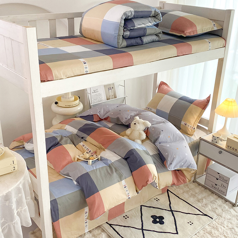 大学生宿舍床上三件套纯棉全棉寝室上下铺单人床单被套床品四件套