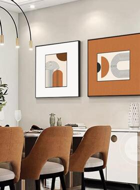 现代餐厅装饰画意大利无障碍豪华色块卧室画抽象线条橙色艺术沙发