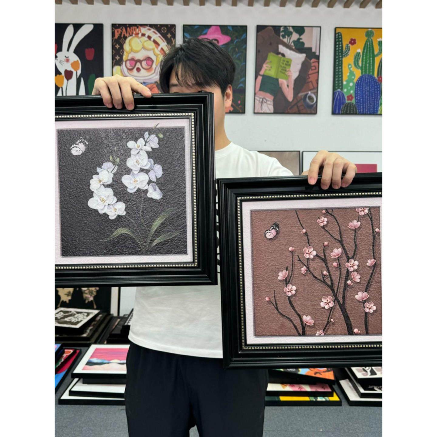 中古风梅花装饰画饭厅餐桌背景墙挂画S075新中式客厅画壁画二联44,家居饰品,现代装饰画,淘宝优惠券,粉丝福利购,淘宝优惠卷