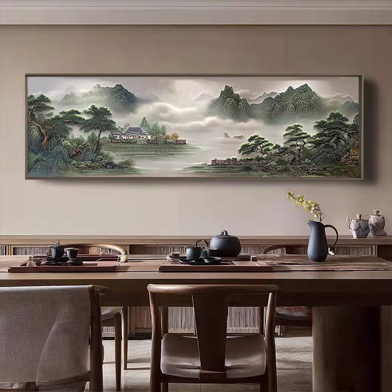 《福运招财》新中式客厅挂画大气沙发背景壁画横版玄关茶室装饰画