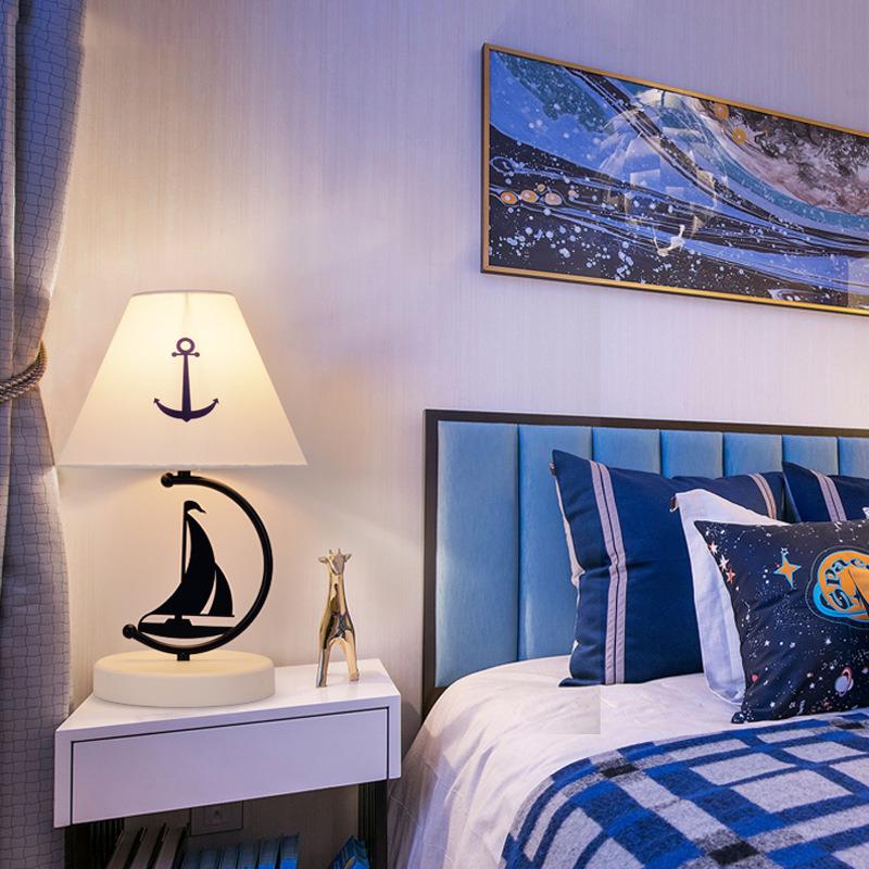 儿童房台灯男孩卧室床头灯地中海风格装饰创意卡通男童家用灯饰