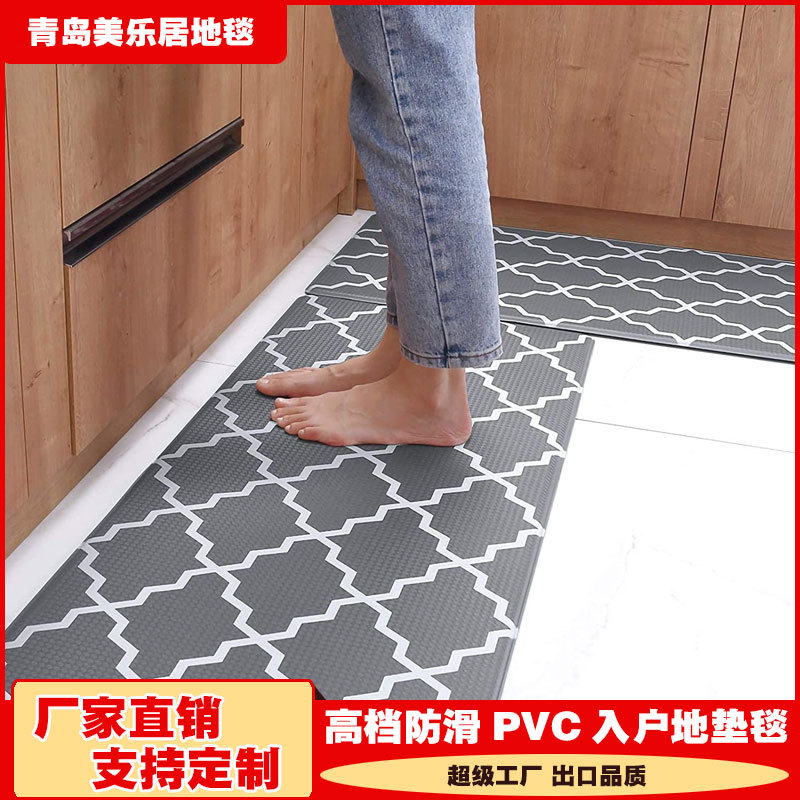 亚马逊销售北欧家庭易护理地垫 PVC防水防油增厚皮革厨房地板脚垫