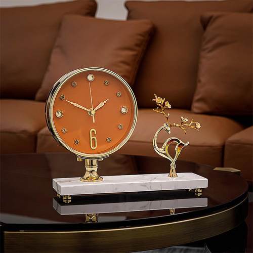 欧式时尚轻奢座钟客厅家用座钟现代简约创意台式时钟摆件桌面台钟