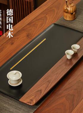 北美胡桃木茶盘德国电胶木干泡台电木家用整块实木茶台办公室托盘
