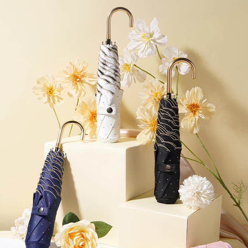 WPe三折手动日系伞小巧轻便黑胶防晒伞晴雨两用防晒伞遮阳伞