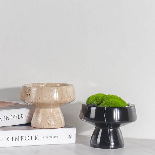 欧式大理石花盆小清新盆栽插花假花样板间售楼处玄关桌面装饰摆件