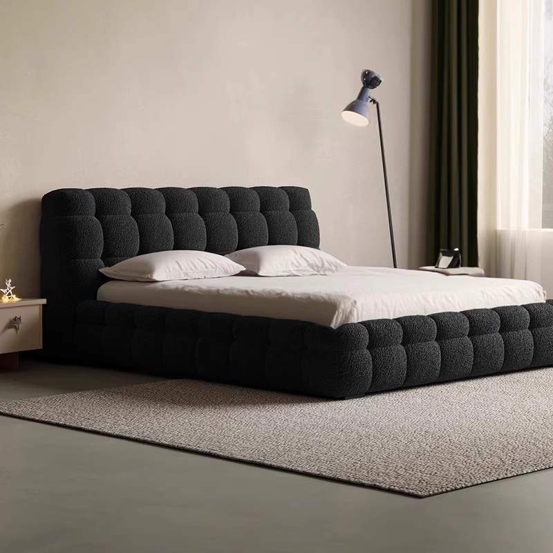 慕 弈家具奶油风棉花糖床1.8m双人大床现代简约面包泡芙床主卧羊