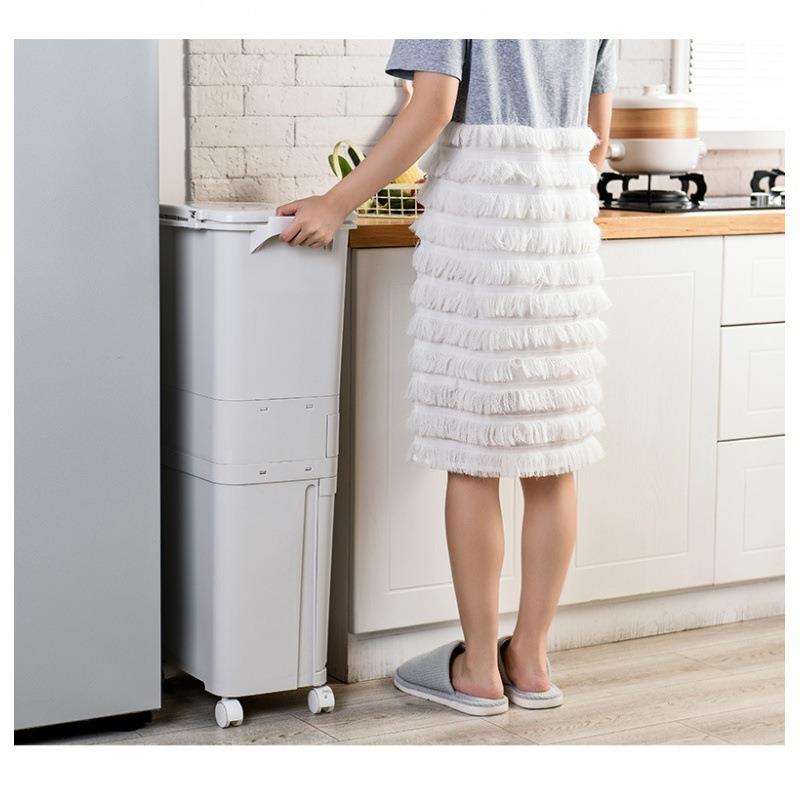 垃圾桶家用带盖厨房大号卫生桶带盖防臭大号双层分类厨余干湿分类