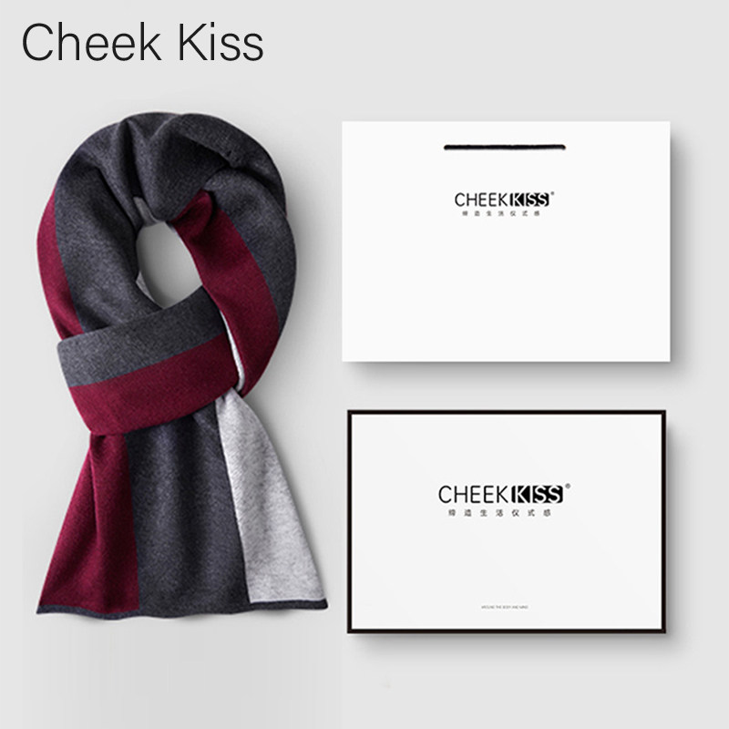 CheekKiss围巾男2026秋冬季新款羊毛百搭保暖围脖男潮高档礼盒装