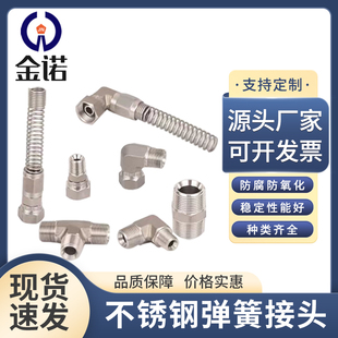 涂装 防折弯 油漆管路软管弹簧快拧万向活接头 不锈钢弹簧软管接头