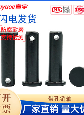 黑销轴GB882平头带孔销定位销圆柱销Q235钢 8 1012带孔销子