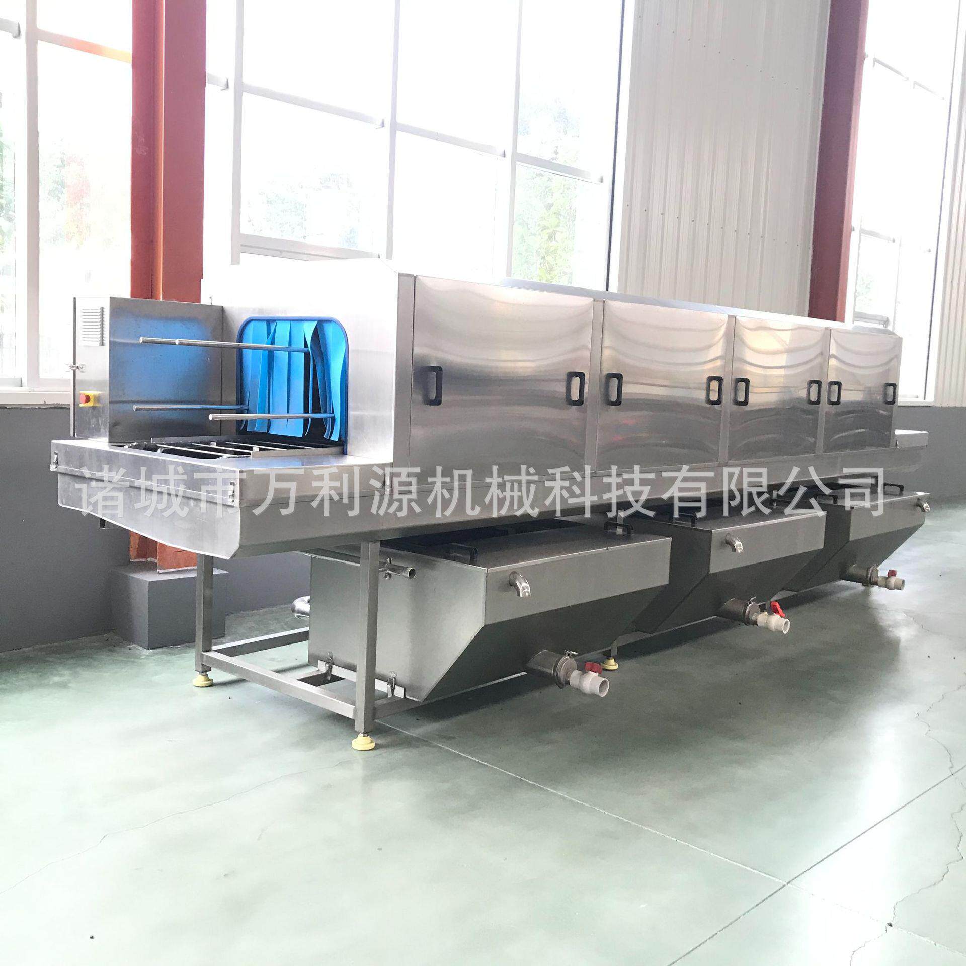 四面喷淋式肉串筐清洗机 培植托盘温水清洗设备 隧道式碱水洗筐机