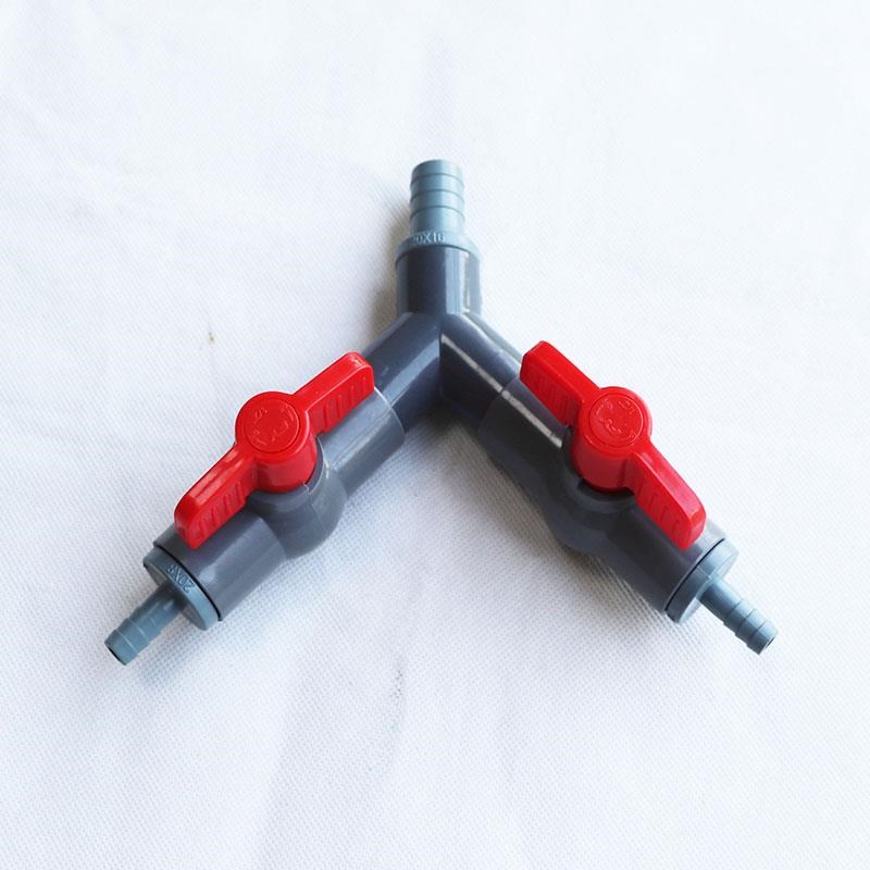 鱼池水泵水管三通四通4分管水流分流器带阀门开关气泵分配转接头