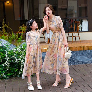 高端亲子装母女装洋气新中式旗袍2024新款夏天连衣裙国风改良夏季