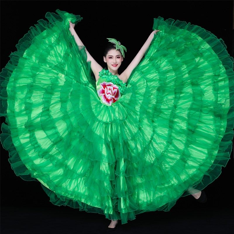 开场舞大摆裙演出服成人女新款舞蹈表演服装中老年大合唱服长裙子