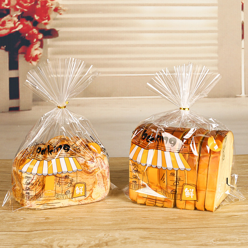 新创美达 面包袋子烘焙包装450克透明扎口吐司袋饼干蛋卷包装袋