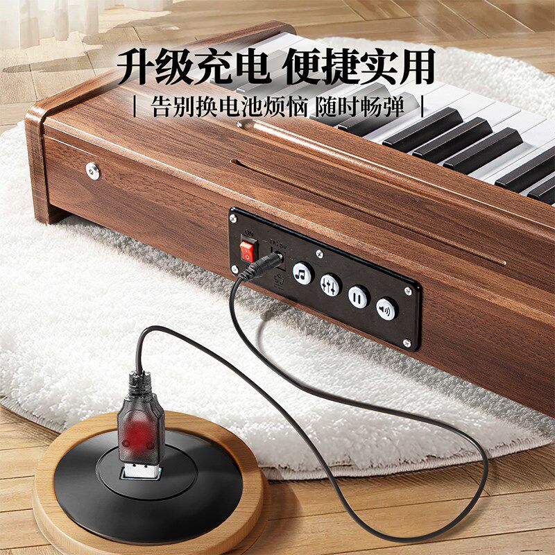 儿童迷你木质小钢琴37键电子琴初学者入门女孩家用琴键玩具可弹奏