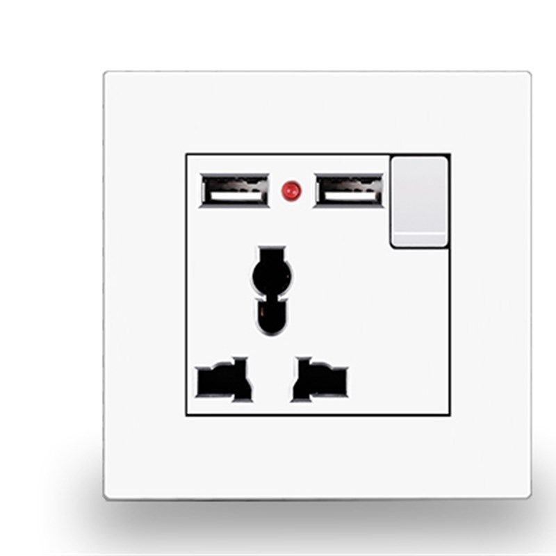多功能国际13A三孔USB面板黑色 86型英式标准通用带开关电源插座