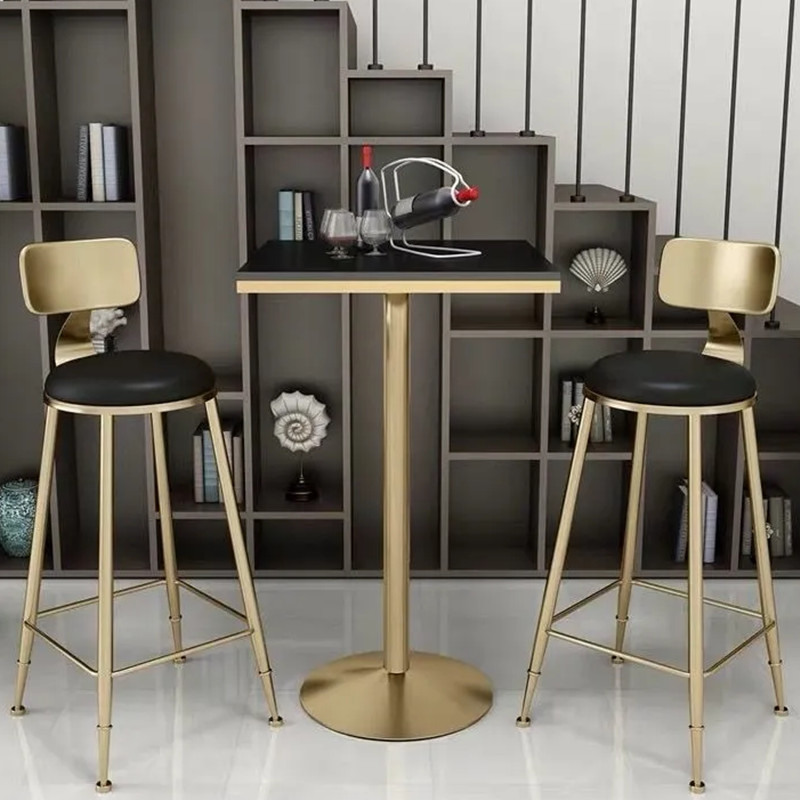 大理石休闲桌椅圆型高脚桌阳台网红简约奶茶店酒吧咖啡厅方形台桌