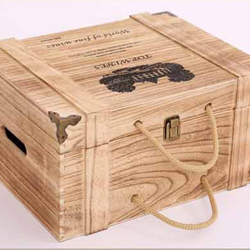 红酒木箱六支装葡萄酒礼盒木盒包装盒高档木制箱子6支红酒箱定制