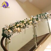 2.7米圣诞藤条装 饰品圣诞节商场店铺橱窗带灯花环场景布置门挂饰