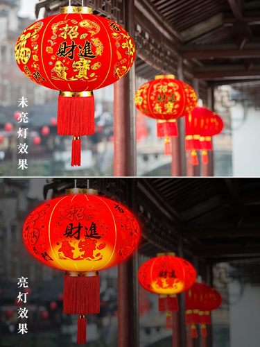 春节装饰新年大红灯笼挂饰一对家用阳台大门口过年户外场景布置