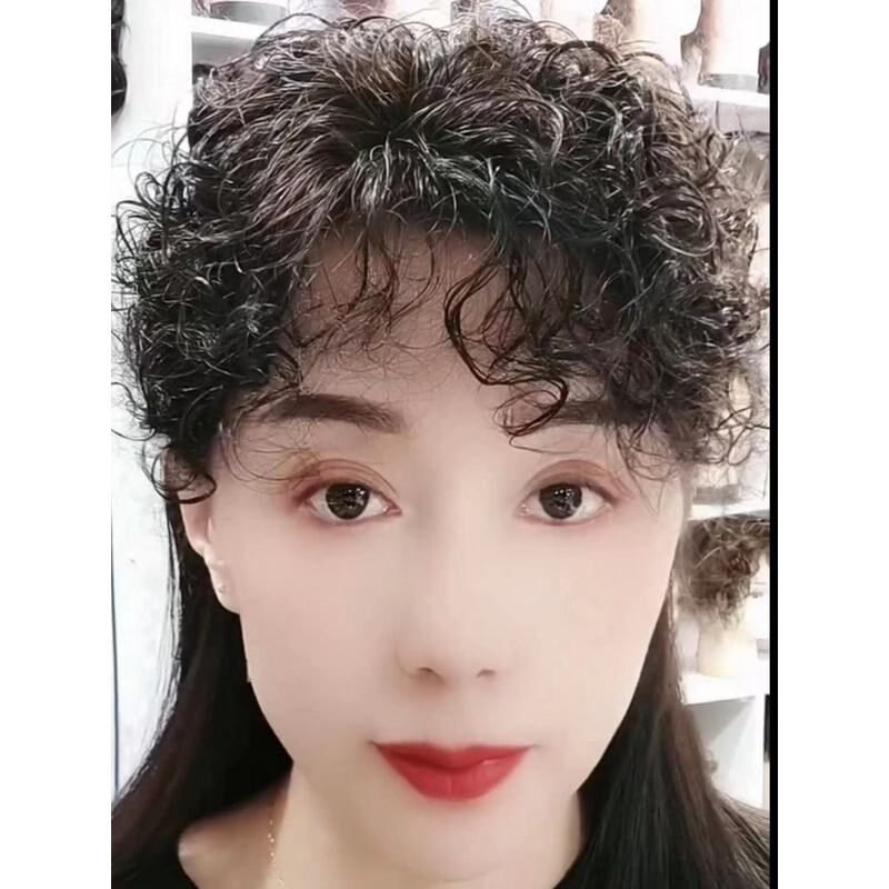 真发片全真100假发真头发新款真发卷发片中长大面积遮盖白发