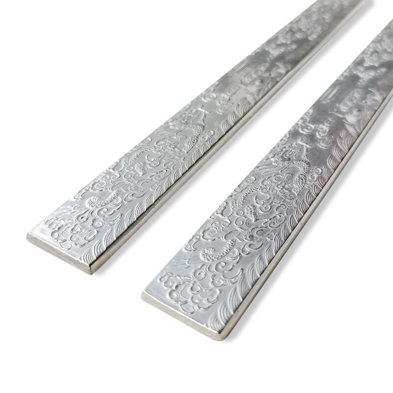 白铜镀银镇尺镇纸一对书法复古压尺小号器对联文荟斋小楷文房四宝