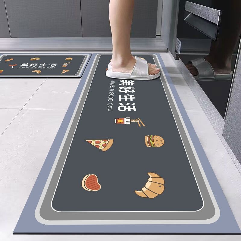 矽藻泥厨房地垫地毯家用长条吸水软垫可擦免洗止滑垫门口耐脏脚垫