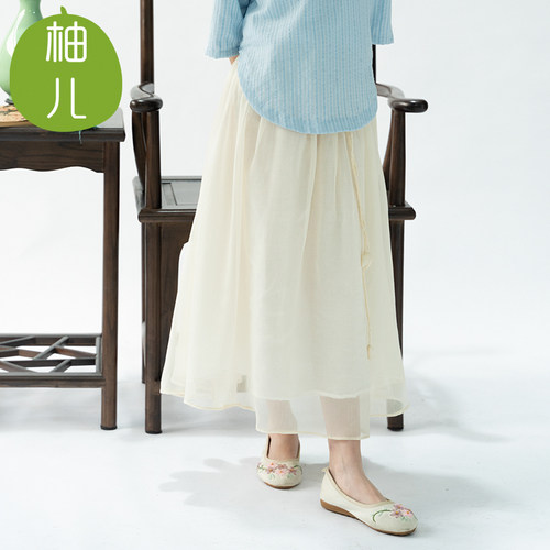 黛玉柚儿亲子5米儿童大摆纱裙半身裙女童百褶裙汉服长裙仙女裙春