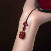 朱砂十二生肖挂件原石生肖牛虎男女小吊坠手机链钥匙扣挂饰保平安