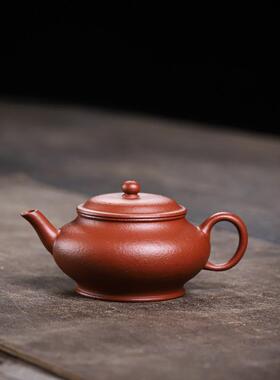 朱泥紫砂壶原矿生砂朱泥合欢90cc内推孔紫砂茶具小品茶壶