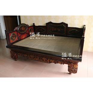 古董木艺老家具实木沙发罗汉床明清民间老物件雕花床中式复古大床