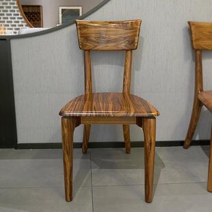 高端乌金木全木餐椅现代新中式实木原木椅餐桌椅简约风格餐厅组合