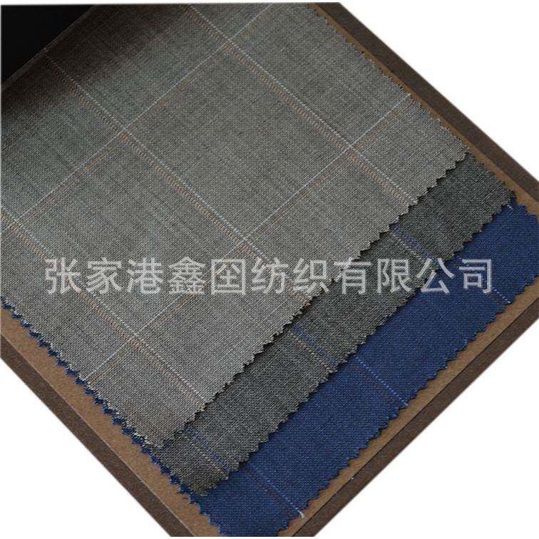 70%羊毛意大利风格高纱支精纺格子花呢现货面料高档进口品质