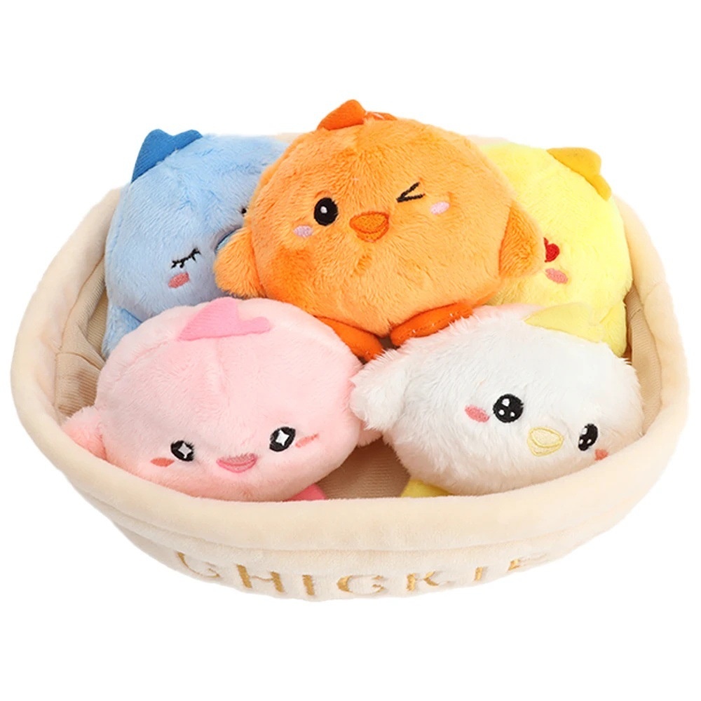跨境现货一篮子胡萝卜饺子小鸡草莓毛绒玩具公仔儿童治愈系礼物