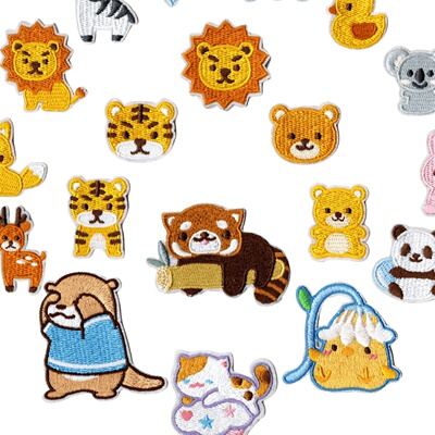 跨境新款刺绣布贴卡通动物花朵绣花贴章 补洞贴装饰贴patch补丁贴