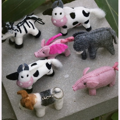 创意可爱羊毛毡动物玩偶桌面摆件钥匙扣拍照摄影小道具家居陈列