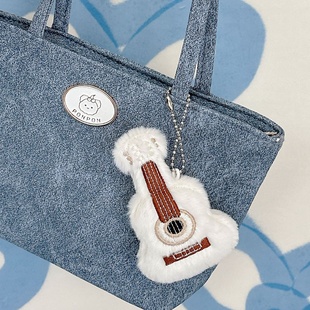 新款卡通毛绒仿真吉他挂件文艺风小提琴造型玩偶学生包包钥匙挂饰