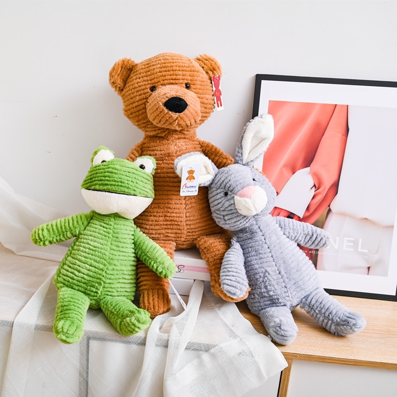 新款条纹动物公仔熊猫青蛙毛绒玩具婚庆抛洒活动礼品伴手礼玩偶