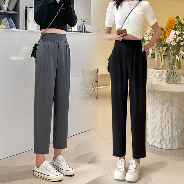 2025新款春季窄版休闲西装裤女九分小个子春秋八分烟管萝卜哈伦裤