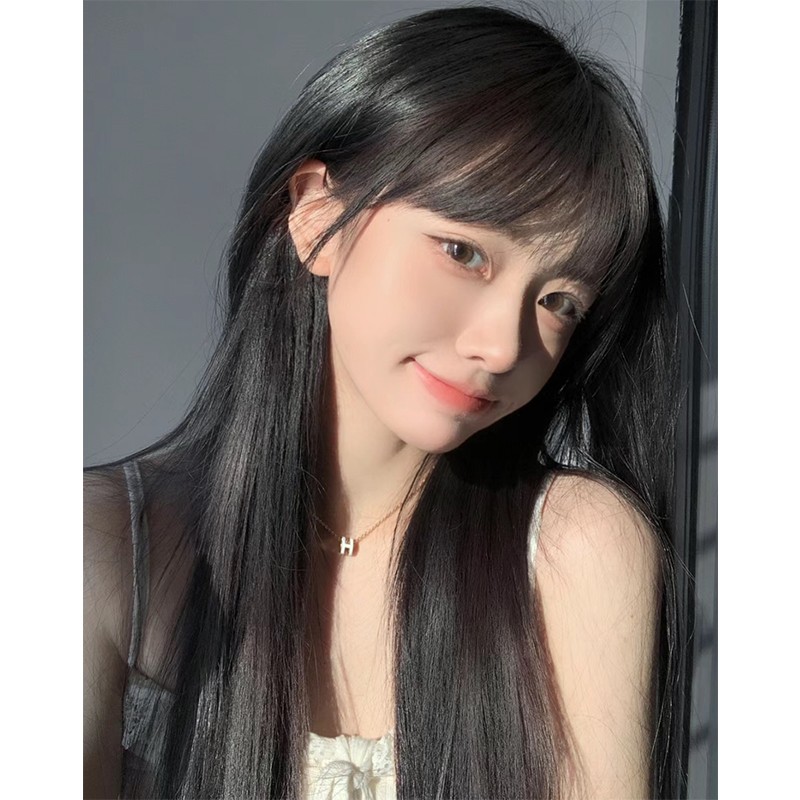 【顾茜茜专属】假发女长发自然全头套夏天薄款黑长直发整顶假发套
